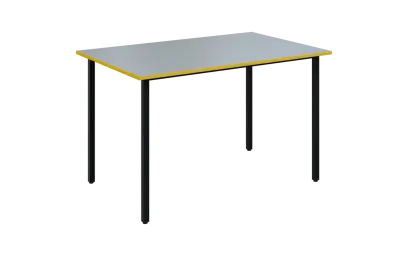 JSB 120N Jídelní stůl 1200 x 800 mm, deska šedá s hranou žlutá odio / podnož černá